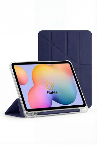 Fibaks iPad 11 A16 2025 10. Nesil 10.9 Kılıf Kalem Bölmeli Yatay ve Dikey Sta...