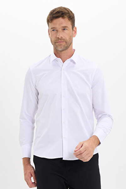 Tudors Men's Regular Fit Comfortable Cut Tie Collar Cotton Plain White Shirt