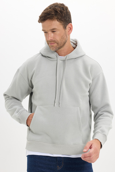 Tudors Unisex Oversize Wide Cut Cotton Soft Textured Basic Stone Color Hooded...