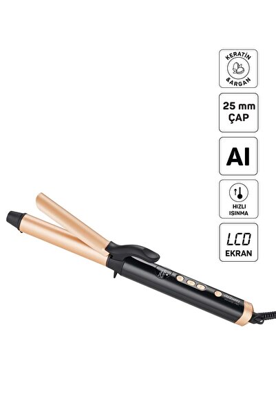 Arzum AR5186 Volume Pro Saç Maşası, Keratin ve Argan Yağlı Plaka, 25 mm maşa ...
