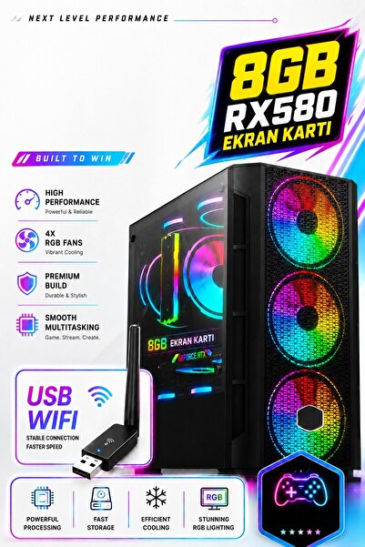 Dmc N333 (PUBG,GTA 5) İ7 3770 / 16GB RAM / 512GB M2 SSD /8GB RX580 Oyuncu Mas...