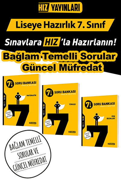 Hız Yayınları 2027 Model 7. Sınıf Matematik + Türkçe + Fen Soru Seti 3 Kitap