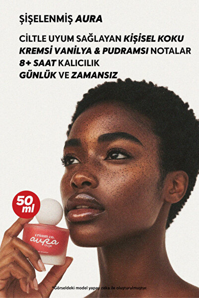 Cream Co. Aura Rouge Parfüm EDP 50 ML | Meyvemsi Kalıcı Kokulu Kadın Parfümü Armut Menekşe Gül Sedir Ağacı