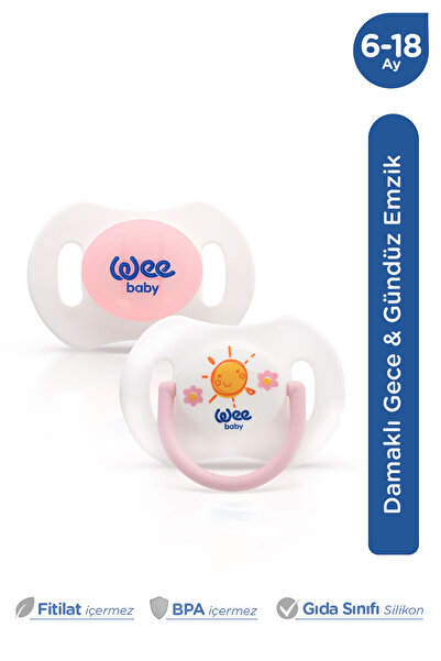 Wee Baby 2'li Gece Gündüz Damaklı Silikon Emzik 6-18 Ay (Saklama Kabı Hediyel...