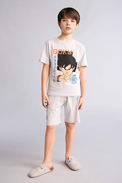 DeFacto 100% bumbac, cu licență Dragon Ball, set de pijamale cu pantaloni scu...