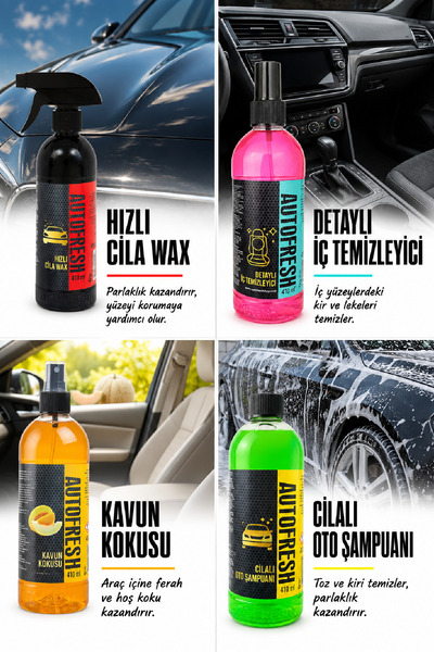 AutoFresh 12'li Efsane Set Araç Araba Yıkama Bakım Seti Fırsat Full Oto Bakım Temizlik Seti Kovalı