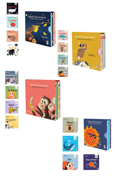 Sincap Kitap Bebek Üniversitesi Hikayeli İlk Kavramlarım 4 Seri 16 Kitap Set