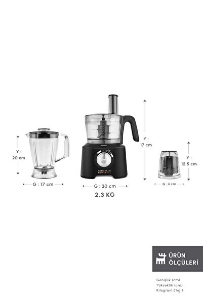 Karaca Mastermaid Power Max 12 in 1 Mutfak Robotu Siyah 2500W