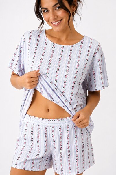 BELLA NOTTE Vintage Rose Short Sleeve Pajama Set with Shorts