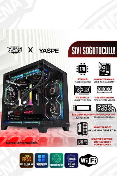 Gamers Arena YASPE RX9060XT AMD RYZEN 5 7500X3D 16 GB RAM 1 TB M2 SSD 650W PS...