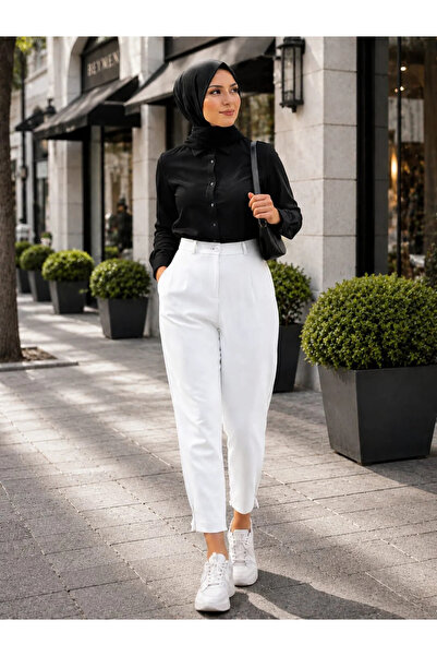 Puane Pantaloni de damă model ZRA, cu detaliu nasturi, lungime până la gleznă...