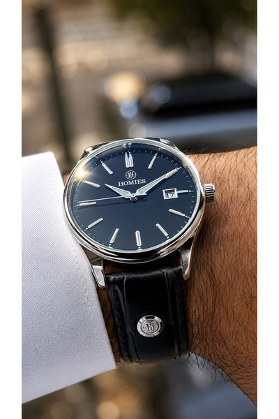 Homies Original Black Genuine Leather Cord Men's Wristwatch 3 Atm Water Resis...