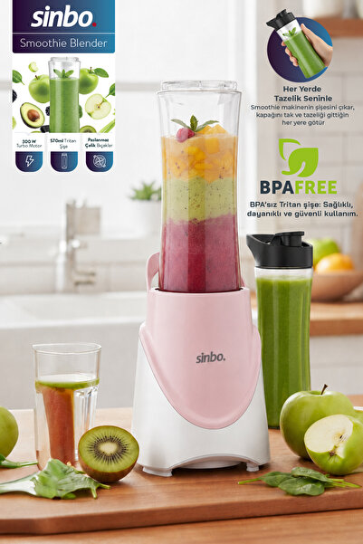 Sinbo SHB-7508 300W Smoothie Blender |Paslanmaz Çelik Bıçaklı, 570 ml Tritan ...