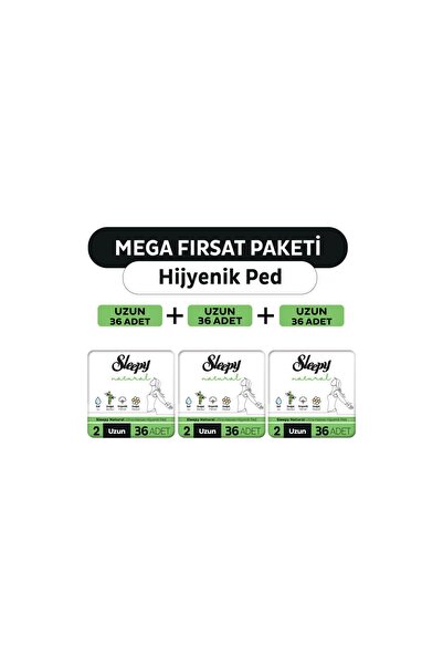 Sleepy Natural Ultra Hassas Hijyenik Ped Mega Fırsat Paketi Uzun 108 Adet