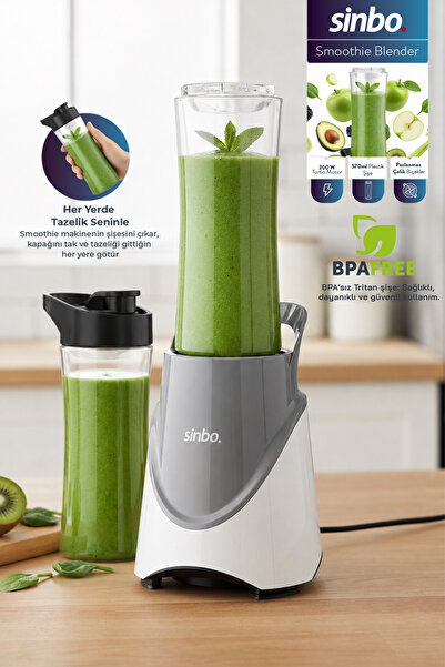 Sinbo SHB-7508 300W Smoothie Blender |Paslanmaz Çelik Bıçaklı, 570 ml Şişe