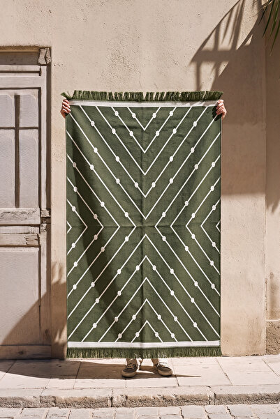 Cool Halı Covor Kilim verde minunat, cu două fețe, lavabil la mașină, de vară...