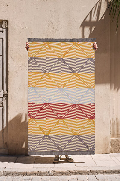 Cool Halı Lovely Renkli Kilim Makinede Yıkanabilir Çift Taraflı Dokuma Akrili...