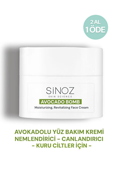 SİNOZ Avokado Bomb Yüz Bakım Kremi - Kuru Ciltler İçin Nemlendirici ve Canlan...