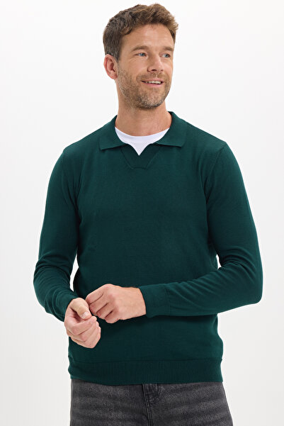 Tudors Herren Standard Fit Regular Cut Polo V-Ausschnitt Grün Trikot Pullover