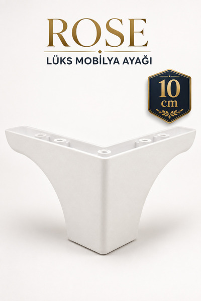 Badem10 Rose Lüks Mobilya Kanepe Puf Koltuk Ayağı 10 Cm Beyaz Ayakları