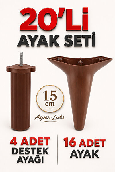 Badem10 20'li Set Aspen Lüks Mobilya Kanepe Koltuk TV Ünitesi Destek Ayağı 15...