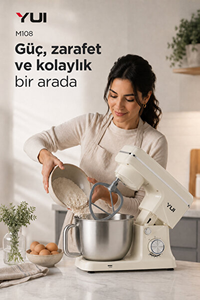 Yui M108 Easy Chef Hamur Yoğurma Makinesi Stand Mikseri Beyaz