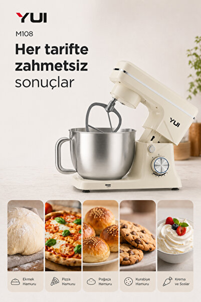 Yui M108 Easy Chef Hamur Yoğurma Makinesi Stand Mikseri Beyaz