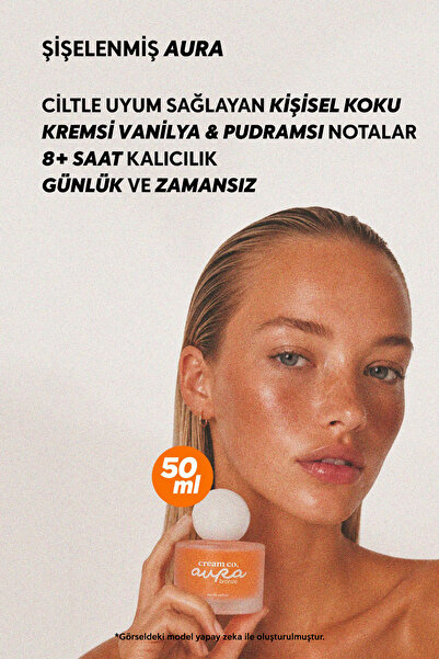 Cream Co. Aura Bronze Parfüm EDP 50 ML | Tuzlu Karamelli Vanilyalı Kalıcı Kokulu Kadın Parfümü Sandal Ağacı