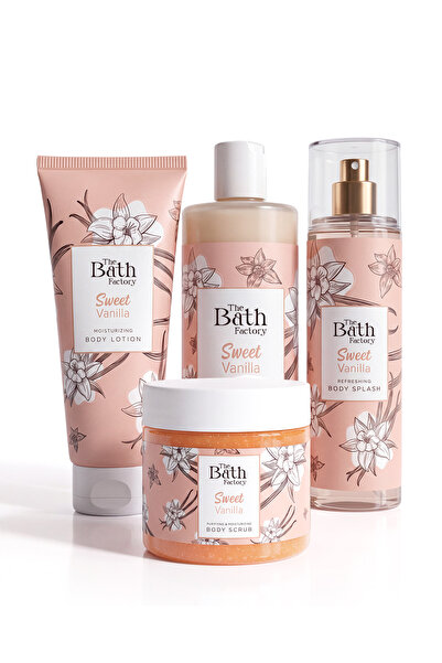 THE BATH FACTORY Sweet Vanilla Duş Jeli + Vücut Peelingi + Vücut Spreyi + Vüc...