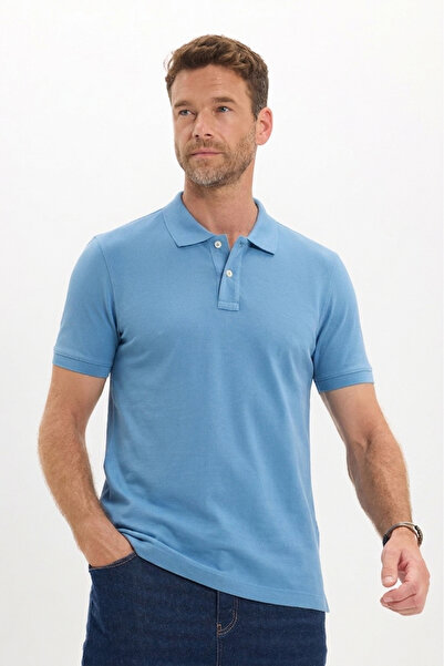 Tudors Men's Slim Fit Premium Series 100% Cotton Soft Textured Mercerized Blu...