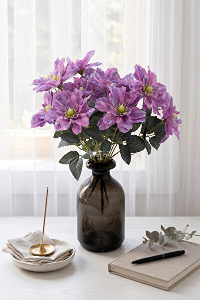 Yapay Çiçek Deposu Artificial 5 Flower Star Flower 30 cm Purple