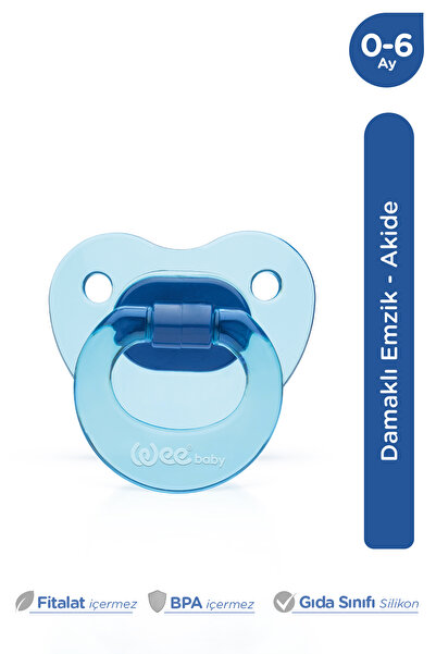 Wee Baby Akide Damaklı Silicone Pacifier 0-6 Months Blue