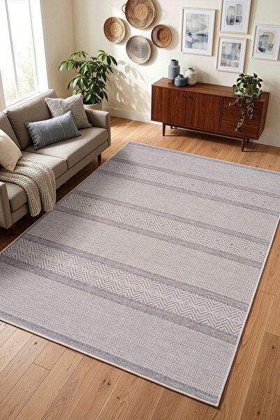 Koza Halı Vivaldi Kahve Mavi Tozumaz Tozumaz Halı Kilim Salon Oturma Odası Yo...