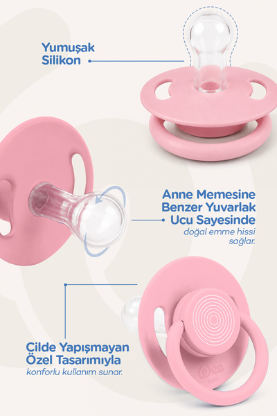 Wee Baby Cool Yuvarlak Yumuşak Uçlu Silikon Emzik 18+ Ay Pembe