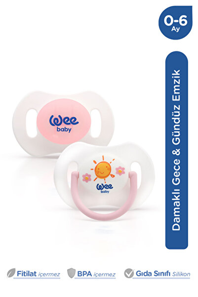 Wee Baby 2'li Gece Gündüz Damaklı Silikon Emzik 0-6 Ay (Saklama Kabı Hediyeli...