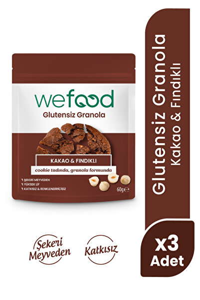 Wefood Glutensiz Granola Kakao & Fındıklı 60 gr 3'lü