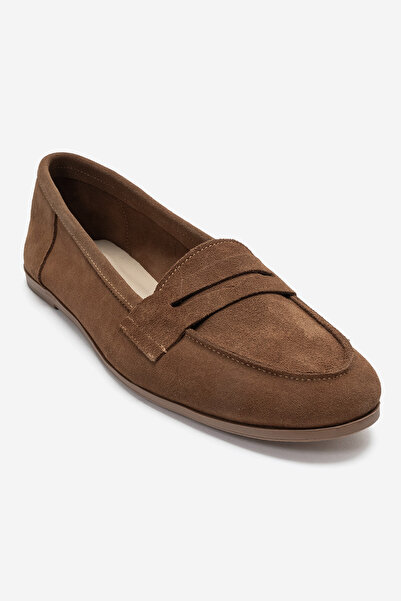LuviShoes F02 Toprak Süet Hakiki Deri Kadın Loafer Ayakkabı
