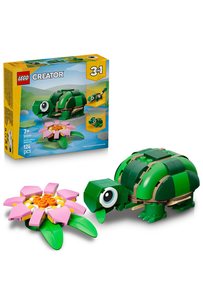 LEGO ®   مجموعة صنع الألعاب كرياتور 3 في 1 سلحفاة مع زهرة اللوتس 31377 - للأط...