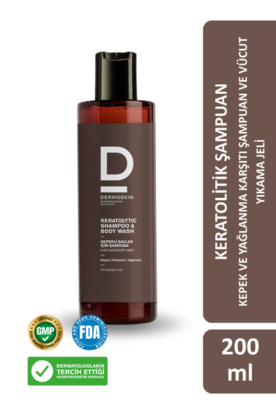Dermoskin 200 ml Keratolytic Shampoo Body Wash - Anti-Dandruff, Hair and Body...