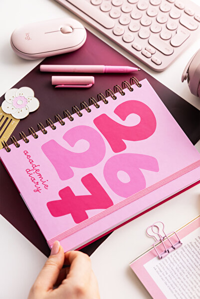 PAPERORA 2026-2027 A5 Spiralli Akademik Haftalık Ajanda 16 Aylık - Baby Pink
