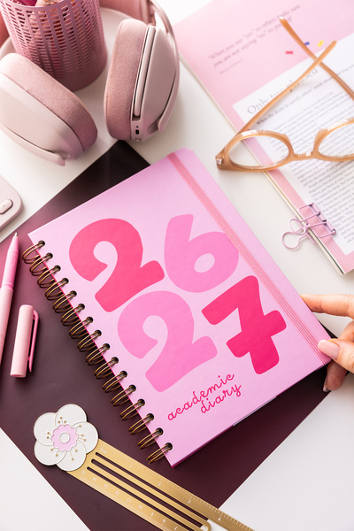 PAPERORA 2026-2027 A5 Spiralli Akademik Haftalık Ajanda 16 Aylık - Baby Pink
