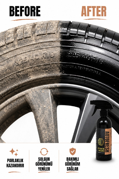 AutoFresh Oto Lastik Ve Tampon Parlatıcı Ve Lastik Koruyucu Sprey Sünger Hediyeli 410 ml