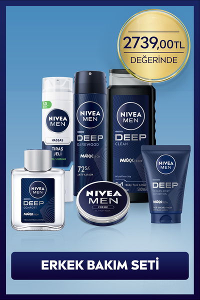 NIVEA MEN Erkek Bakım Çeyiz Seti, Deodorant 150ml, Tıraş Jeli, Losyon, Yüz Te...