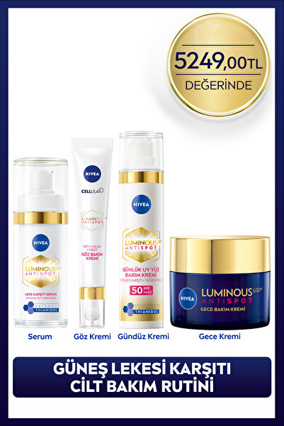 NIVEA Luminous630 Leke Karşıtı Cilt Bakım Seti, Cilt Serumu, Göz, Gündüz ve G...