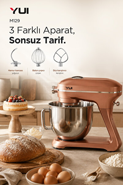 Yui Easy Chef M129 1800W Stand Mikser 7L Pres Döküm Metal Hamur Yoğurma Makinesi