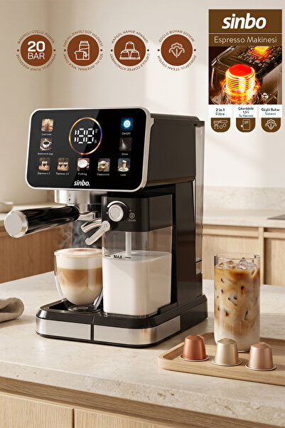 Sinbo ماكينة إسبريسو القهوة المكبسولة والقهوة المطحونة SCM-3030 Pro بقوة 20 ب...