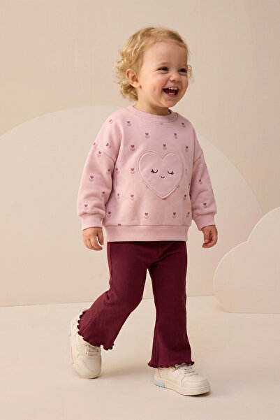 Minipodyum Baby Girl Top and Bottom Set with Spanish Style Heart Detail