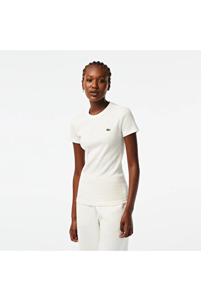 Lacoste Γυναικείο Στενό Ριμπ Βαμβακερό Μπλουζάκι