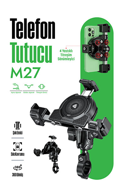 Nukrotech M27 Gidon Bağlantılı Titreşim Modüllü Telefon Tutucu