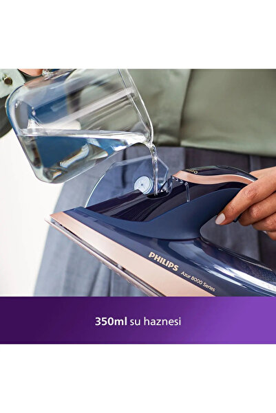 Philips 8000 Serisi Azur Buharlı Ütü 3000W, 8g/dk Sürekli Buhar, 260g Şok Buh...